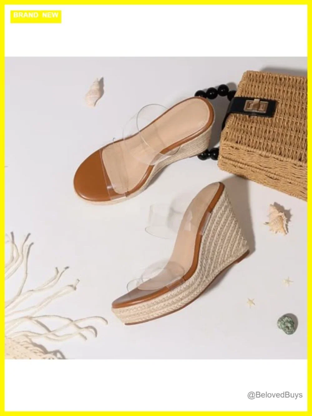 Slip-On Espadrille Wedge Sandals - Open Toe Platform Slides for Summer Beach - Picture 4 of 6